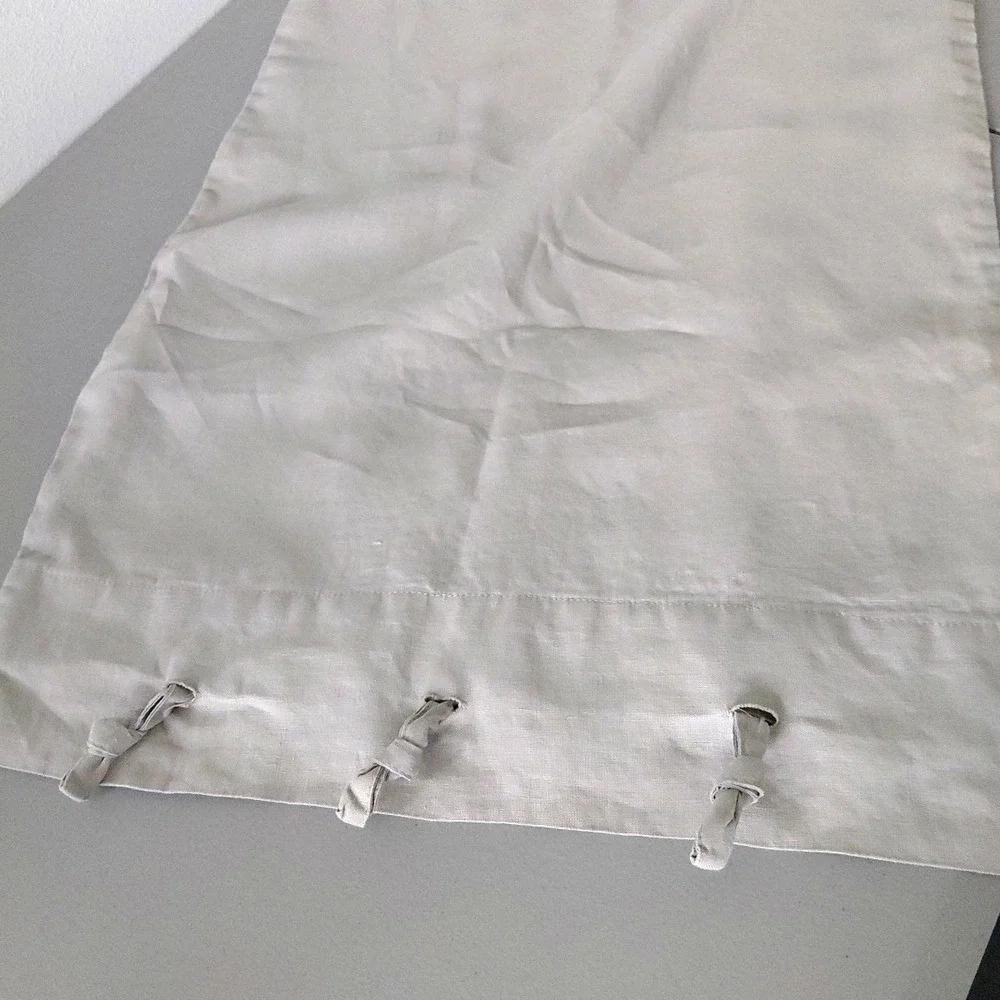 IKEA Linen Pillow Shams QUEEN Set of 2 Khaki Beige Knot Tie Detail Luxury Chic